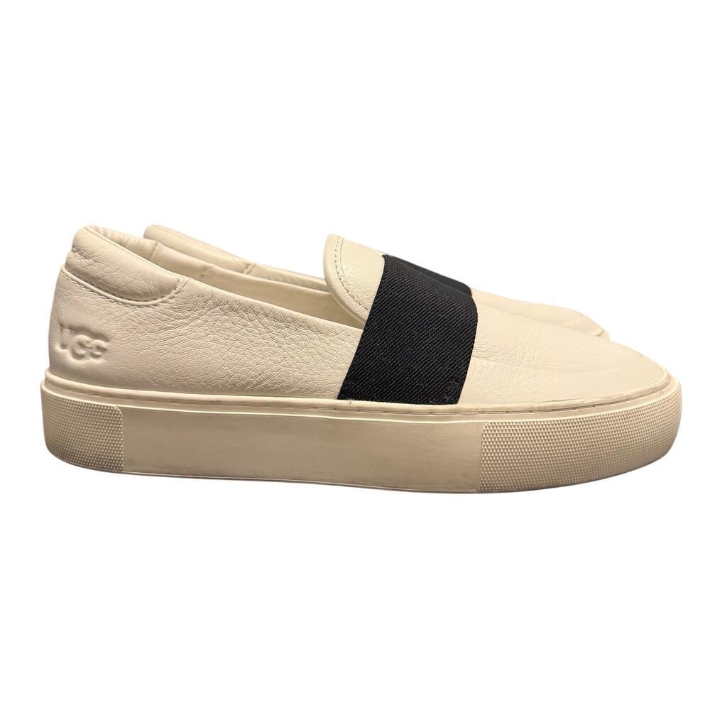 Ugg womens dress shoes loafer slip on black/white classic sz 6.5 work preppy